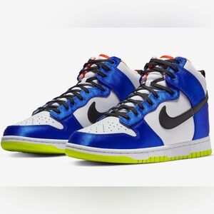 Nike Dunk High Blue Satin. Size 8 women’s. New, worn only once!